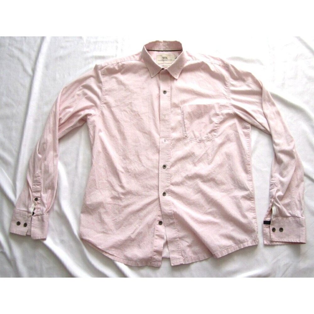 Men WRK The Reworked Cotton Long Sleeve Button Pink Shirt Sz M (MT367)